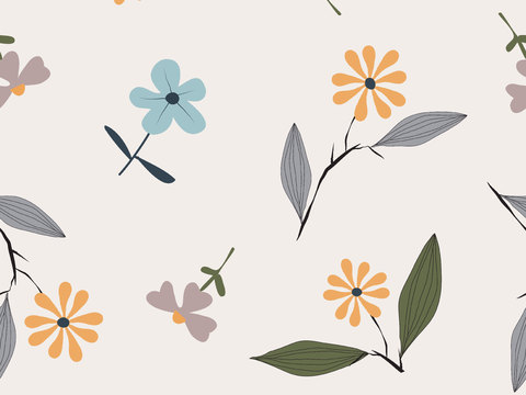 现代植物印花壁纸