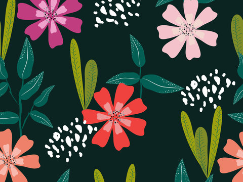 现代植物印花壁纸