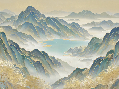 新中式风景挂画 山河图