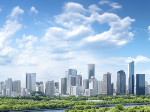 白天城市建筑户外外景