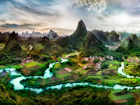  桂林山水艺术画芯 