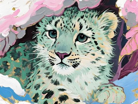  老虎豹子艺术画芯 