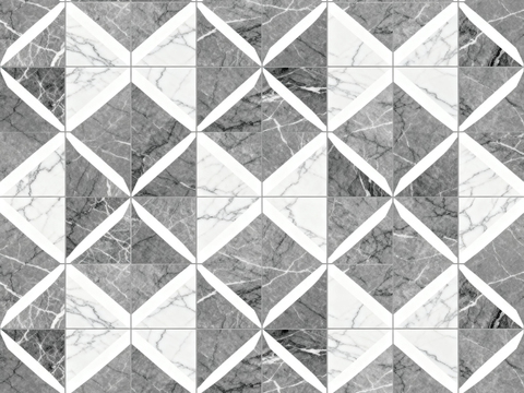 花砖 灰白石材拼花 花卉几何图案水刀石材拼花地砖 石材马赛克