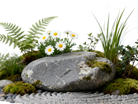  免抠植物花草 自然石景植物组合 苔藓造景 