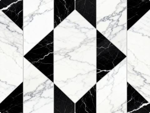 花砖 黑白石材拼花 几何图案水刀石材拼花地砖 石材马赛克
