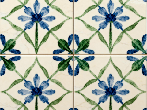 蓝绿色花砖 绿色手绘艺术花砖 工艺砖 花纹图案花砖
