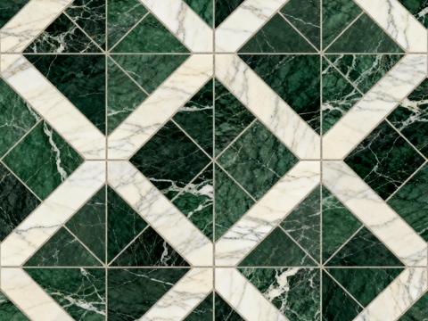  绿白色石材拼花 花卉图案水切刀拼花石材 绿色拼花石材马赛克 