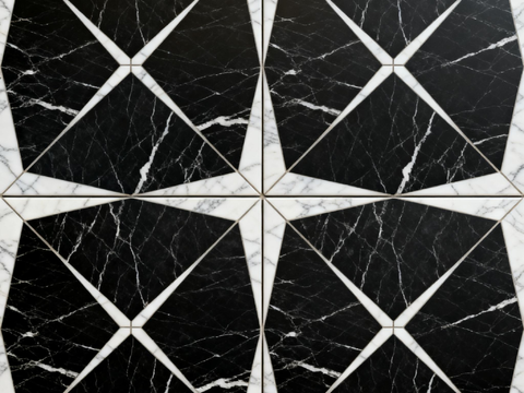 花砖 黑白石材拼花 花卉几何图案水刀石材拼花地砖