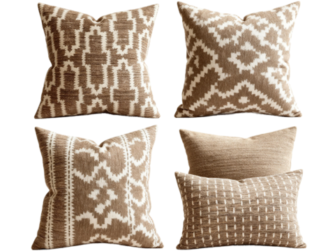  诧寂风抱枕 禅意抱枕 中式抱枕 素雅抱枕 棕色涂鸦抱枕 