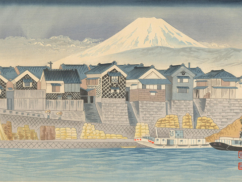 日本浮世绘风景画，日本著名景点绘画47