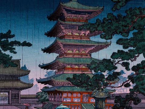 日本浮世绘风景画，日本著名景点风景画41