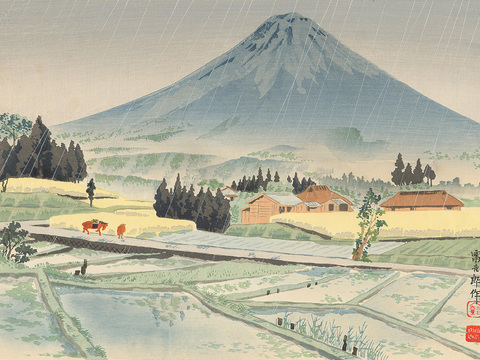 日本浮世绘风景画，日本著名景点绘画65