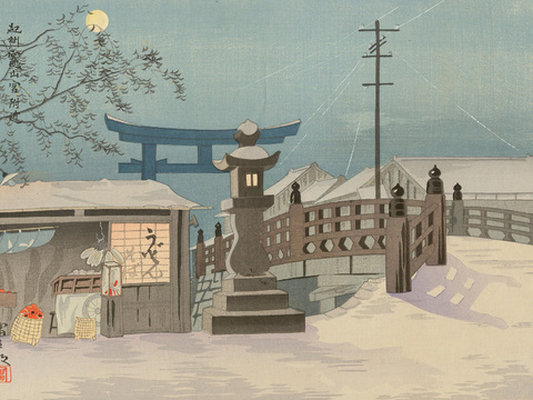 日本浮世绘风景画，日本著名景点绘画71