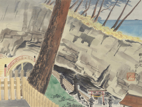 日本浮世绘风景画，日本著名景点绘画119