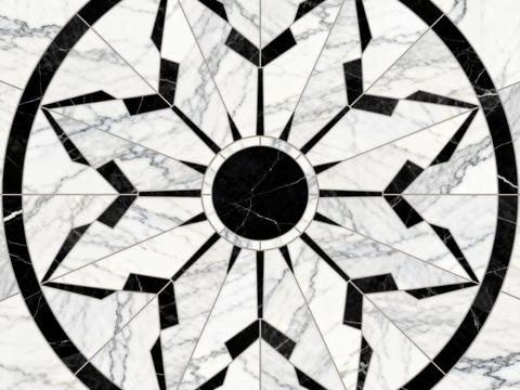  轻奢黑白拼花大理石 黑白石材圆形拼花 玄关圆形拼花 