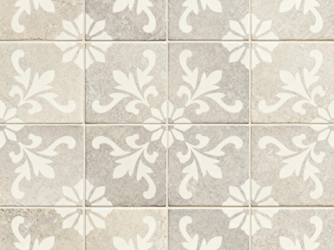 花砖灰白石材拼花 花卉几何图案水刀石材拼花地砖 瓷砖马赛克