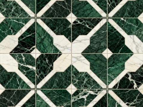  绿白色石材拼花 花卉图案水切刀拼花石材 绿色石材拼花马赛克 