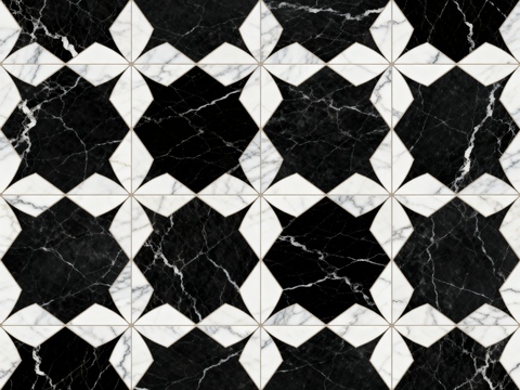  花砖 黑白石材拼花 花卉几何图案水刀石材拼花地砖 石材马赛克 