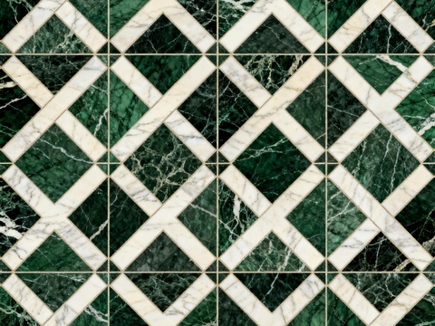  绿白色石材拼花 花卉图案水切刀拼花石材 绿色石材拼花马赛克 