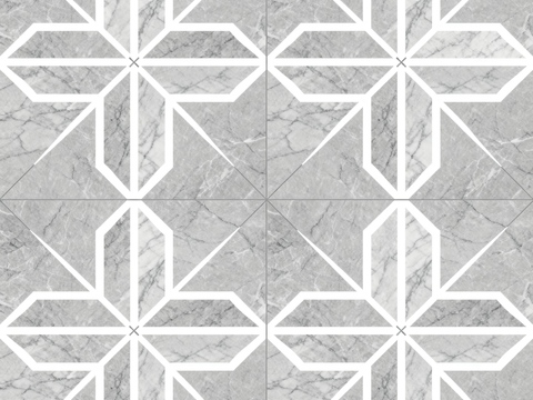 灰白石材拼花 花卉几何图案水刀切拼花地砖 轻奢灰白拼花大理石