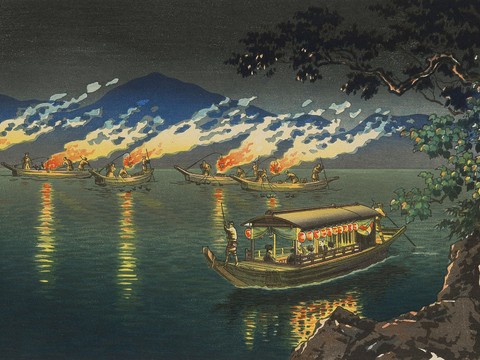 日本浮世绘风景画，日本著名景点风景画34