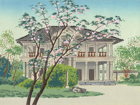 日本浮世绘风景画，日本著名景点绘画74