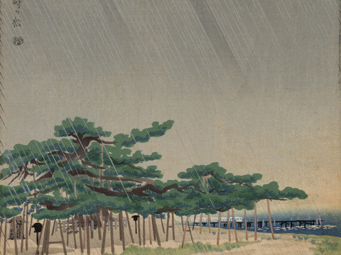 日本浮世绘风景画，日本著名景点绘画56