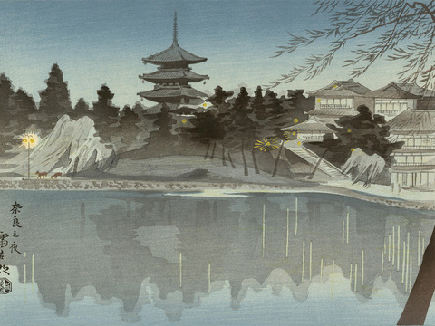 日本浮世绘风景画，日本著名景点绘画54