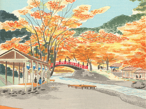 日本浮世绘风景画，日本著名景点绘画2