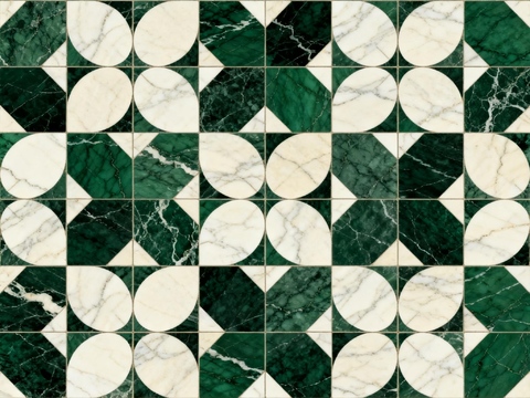 绿白色石材拼花 花卉图案水切刀拼花石材 绿色石材拼花马赛克