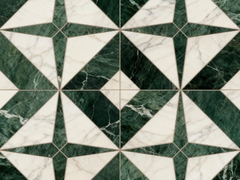 绿白色石材拼花 花卉图案水切刀拼花石材 绿色石材拼花马赛克