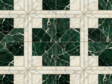 绿白色石材拼花 图案水切刀拼花石材 绿色石材拼花马赛克