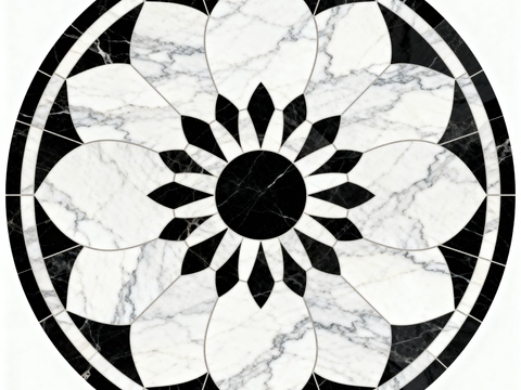  轻奢黑白拼花大理石 黑白石材圆形拼花 玄关圆形拼花 