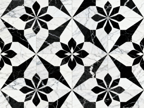  轻奢 黑白石材拼花 几何水刀石材拼花地砖 石材马赛克 花砖 