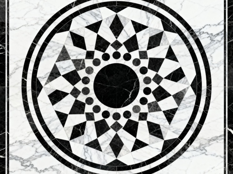  轻奢 黑白石材拼花 几何水刀石材拼花地砖 石材马赛克 花砖 