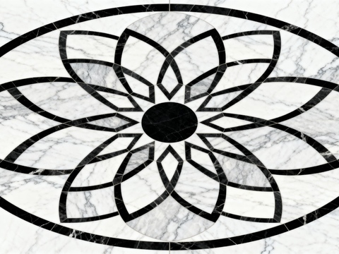 轻奢黑白拼花大理石 黑白石材椭圆拼花 玄关石材拼花