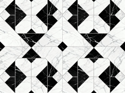  轻奢 黑白石材拼花 几何水刀石材拼花地砖 石材马赛克 花砖 