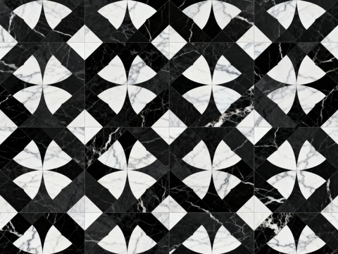  轻奢 黑白石材拼花 几何水刀石材拼花地砖 石材马赛克 花砖 