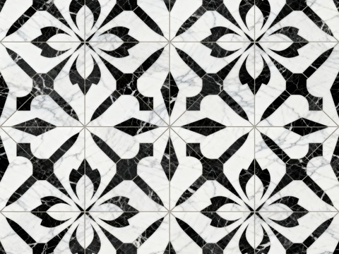  轻奢 黑白石材拼花 几何水刀石材拼花地砖 石材马赛克 花砖 