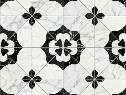  轻奢 黑白石材拼花 几何水刀石材拼花地砖 石材马赛克 花砖 