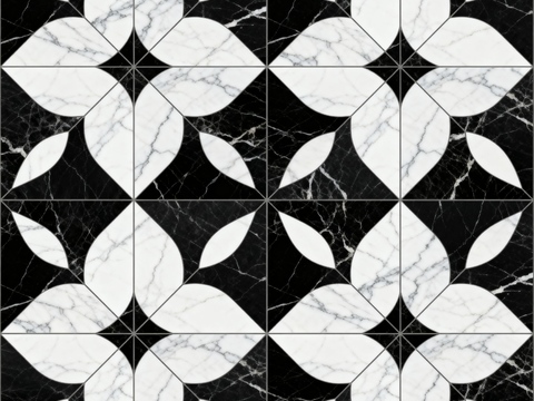  轻奢 黑白石材拼花 几何水刀石材拼花地砖 石材马赛克 花砖 