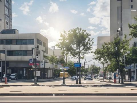 街道外景_道路_人行道_商业街外景