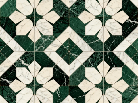  绿白色石材拼花 花卉图案水切刀拼花石材 绿色石材拼花马赛克 