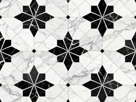  轻奢 黑白石材拼花 几何水刀石材拼花地砖 石材马赛克 花砖 