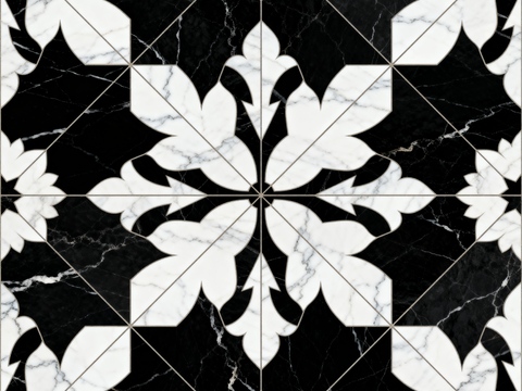  轻奢 黑白石材拼花 几何水刀石材拼花地砖 石材马赛克 花砖 