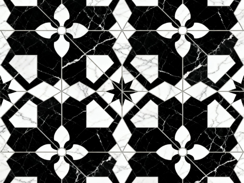  轻奢 黑白石材拼花 几何水刀石材拼花地砖 石材马赛克 花砖 