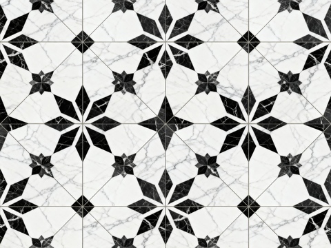 轻奢 黑白石材拼花 几何水刀石材拼花地砖 石材马赛克 花砖