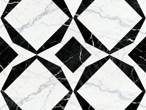  中古风 黑白石材拼花 几何水刀石材拼花地砖 石材马赛克 花砖 