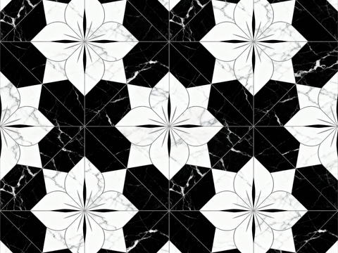  轻奢 黑白石材拼花 几何水刀石材拼花地砖 石材马赛克 花砖 