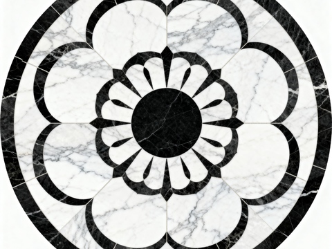  轻奢黑白拼花大理石 黑白石材圆形拼花 玄关圆形拼花 